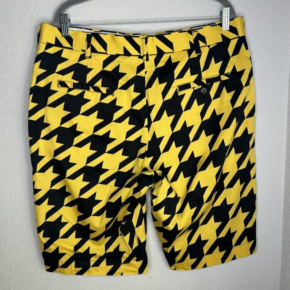 Loudmouth Golf Shorts Mens 38 Yellow Houndstooth Chino Stretch Golf 11 Inseam - Picture 2 of 10